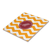 Gold und Maroon Zickzack mit Monogramm-Tile Fliese (Seite)
