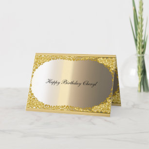 Gold und Metal Look Card Glücklich zum Geburtstag Karte