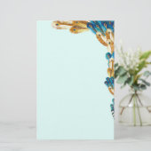 Gold-und Metallblaue Pfau-Feder-Grenze Briefpapier (Stehend Vorderseite)