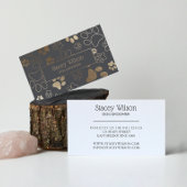 Gold und Mid Grau Pet Salon Paw Print Visitenkarte