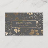 Gold und Mid Grau Pet Salon Paw Print Visitenkarte (Vorderseite)