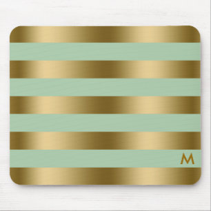 Gold- und mintgrüne Streifen geometrisches Muster Mousepad