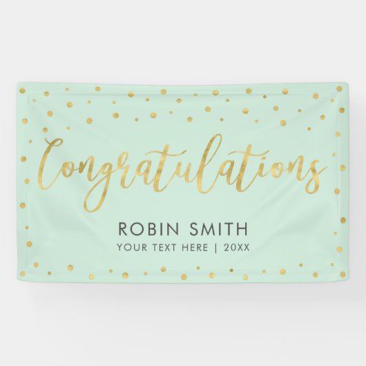 Gold und Minze | Gratulation Graduation Party Banner (Horizontal)
