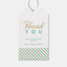 Gold und Minze | Modernes Gastgeschenk Danke Tags