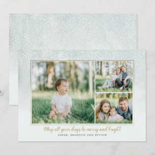 Gold und Minze Watercolor Collage Holiday Card Feiertagskarte