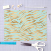 Gold und Minze Wavy Tiermuster Seidenpapier (Handwerk)
