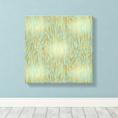 Gold und Minze Zebra Print Leinwanddruck (Insitu (Holzboden))