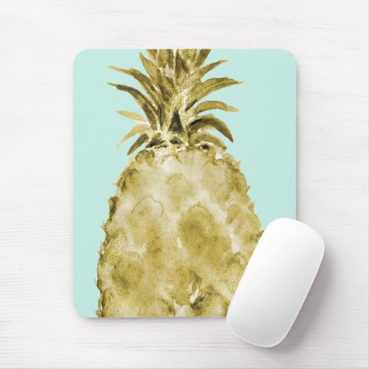 Gold-und Minzen-Aquarell-Ananas Mousepad (Mit Mouse)