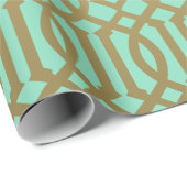 Gold-und Minzen-modernes Gitter-Muster Geschenkpapier (Rolleneckpunkt)