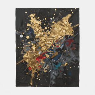 Gold- und Navy-Abstrakter Spritzer Moderne Luxus-K Fleecedecke