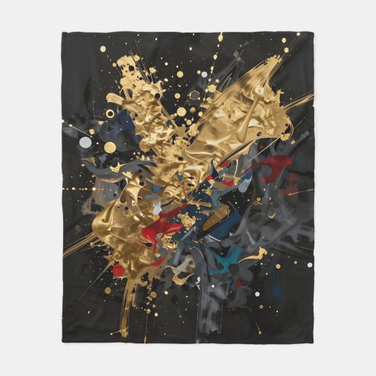 Gold- und Navy-Abstrakter Spritzer Moderne Luxus-K Fleecedecke (Vorderseite)