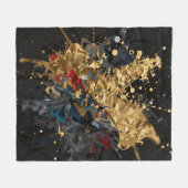Gold- und Navy-Abstrakter Spritzer Moderne Luxus-K Fleecedecke (Vorderseite (Horizontal))