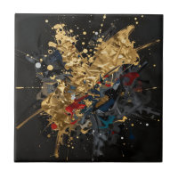 Gold- und Navy-Abstrakter Spritzer Moderne Luxus-K