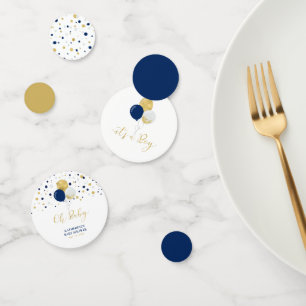 Gold- und Navy-Blau-Balloons-Jungen-Baby-Party-Kon Konfetti