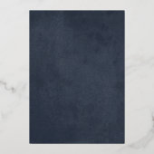 Gold und Navy Blau wir noch Hochzeitstag Folieneinladung (Rückseite)