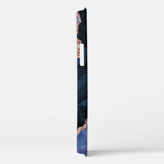 Gold und Navy Blue - Agate Marble - Case-Mate iPhone Hülle (Rückseite / Rechts)