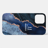 Gold und Navy Blue - Agate Marble - Case-Mate iPhone Hülle (Rückseite (Horizontal))
