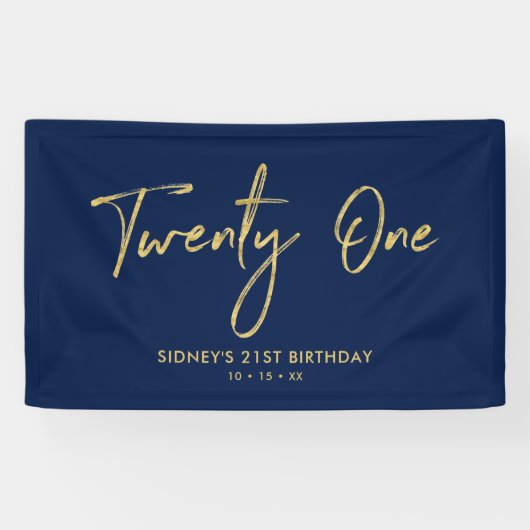 Gold und Navy Blue | Banner zum 21. Geburtstag des (Horizontal)