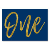 Gold und Navy Blue Elegante Tischnummer 1 (Vorderseite)