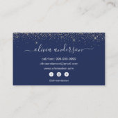 Gold und Navy Blue Glitzer Haar Makeup Salon Visitenkarte (Rückseite)