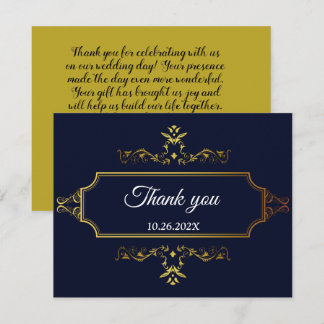 Gold und Navy Blue im indischen Stil RSVP Karte