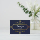 Gold und Navy Blue Indian Style Envelope Begleitkarte (Stehend Vorderseite)