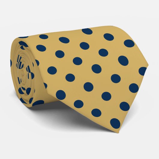 Gold und Navy Blue Polka-Dot Nahtloses Muster Krawatte (Gerollt)