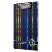 Gold und Navy Blue Streifen Klemmbrett (Links)