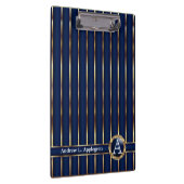 Gold und Navy Blue Streifen Klemmbrett (Rechts)