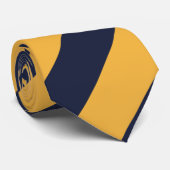 Gold und Navy Blue Streifen Krawatte (Gerollt)