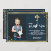 Gold und Navy Blue Taufe Vielen Dank Karten (Vorne/Hinten)