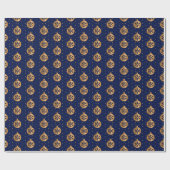 Gold und Navy Blue Weihnachtsschmuck Geschenkpapier (Flach)