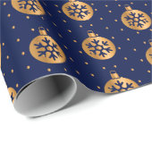 Gold und Navy Blue Weihnachtsschmuck Geschenkpapier (Rolleneckpunkt)