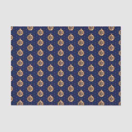 Gold und Navy Blue Weihnachtsschmuck Seidenpapier (Vorderseite)