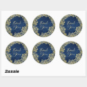 Gold und Navy Blue Wirbel Classy Boho Vielen Dank Runder Aufkleber (Blatt)
