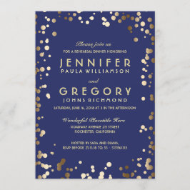Gold und Navy Confetti Vintage Probe Abendessen Einladung