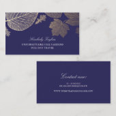 Gold und Navy Herbstlaubs Elegant Visitenkarte (Vorne/Hinten)