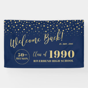 Gold- und Navy-Konfetti-Abschlussjubiläums-Party-W Banner
