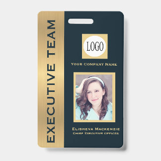 Gold und Navy Kreativ-Executive-Mitarbeiter-ID-Aus Ausweis