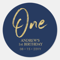 Gold und Navy Letting One First Birthday Gefallen