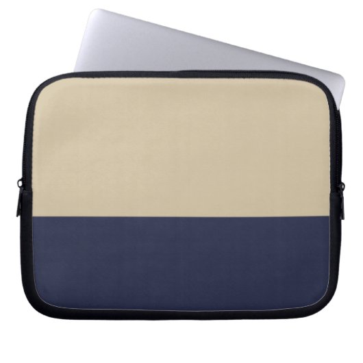 Gold und Navy Neopren Laptopschutzhülle (Vorderseite)