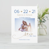 Gold und Navy One Foto Save the Date Minimalistisc (Stehend Vorderseite)