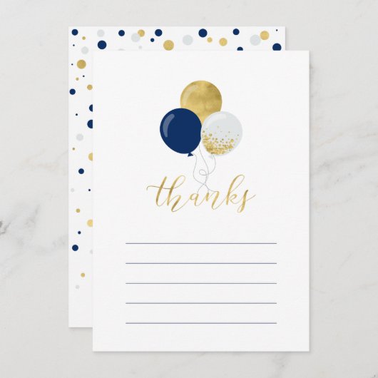 Gold und Navy | Party Dankeschön Karte (Vorne/Hinten)