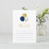 Gold und Navy | Party Dankeschön Karte (Stehend Vorderseite)