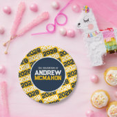 Gold und Navy Personalisierter Abschluss Pappteller (Party)
