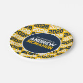 Gold und Navy Personalisierter Abschluss Pappteller (Schrägansicht)