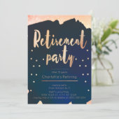 Gold- und Navy-Retirement-Party Einladungen (Stehend Vorderseite)