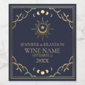 Gold- und Navy-Tarot-Card Hochzeitweinetikett Weinetikett (Einzelnes Label)