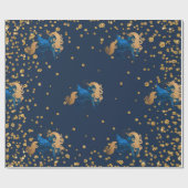Gold und Navy Unicorn BIRTHDAY WEDING WRAP Geschenkpapier (Flach)