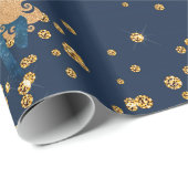 Gold und Navy Unicorn BIRTHDAY WEDING WRAP Geschenkpapier (Rolleneckpunkt)